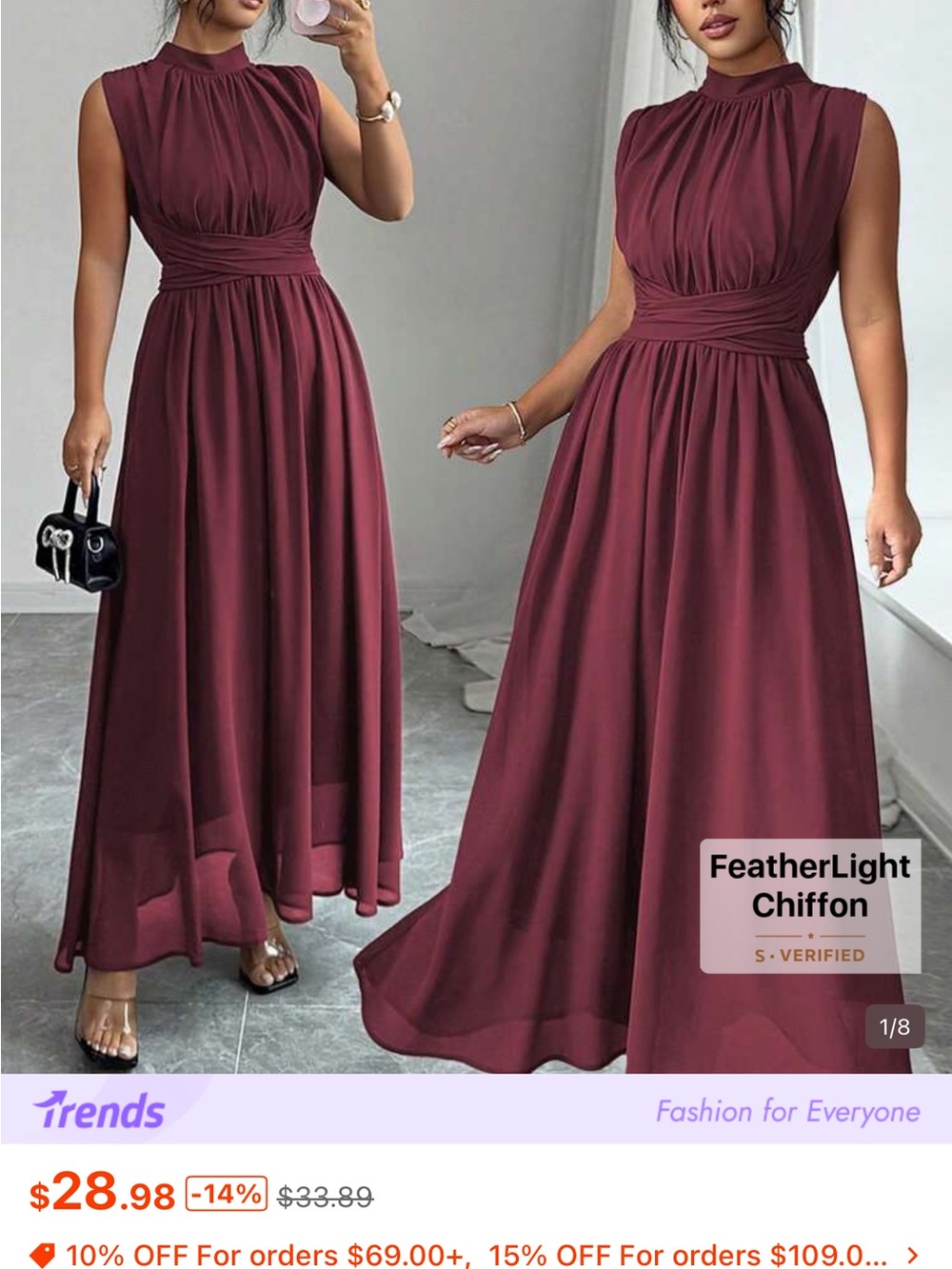 Sleeveless Wine Midi Dress with Gathered Waist